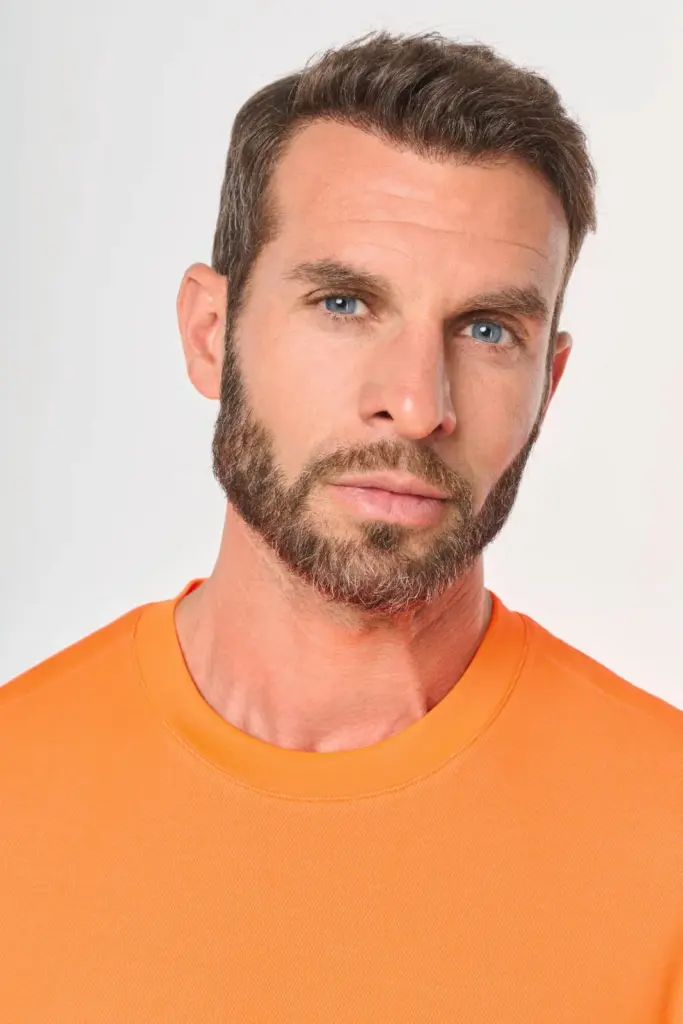 Ecologisch uniseks T-shirt lange mouwen katoen/polyester — productfoto 4