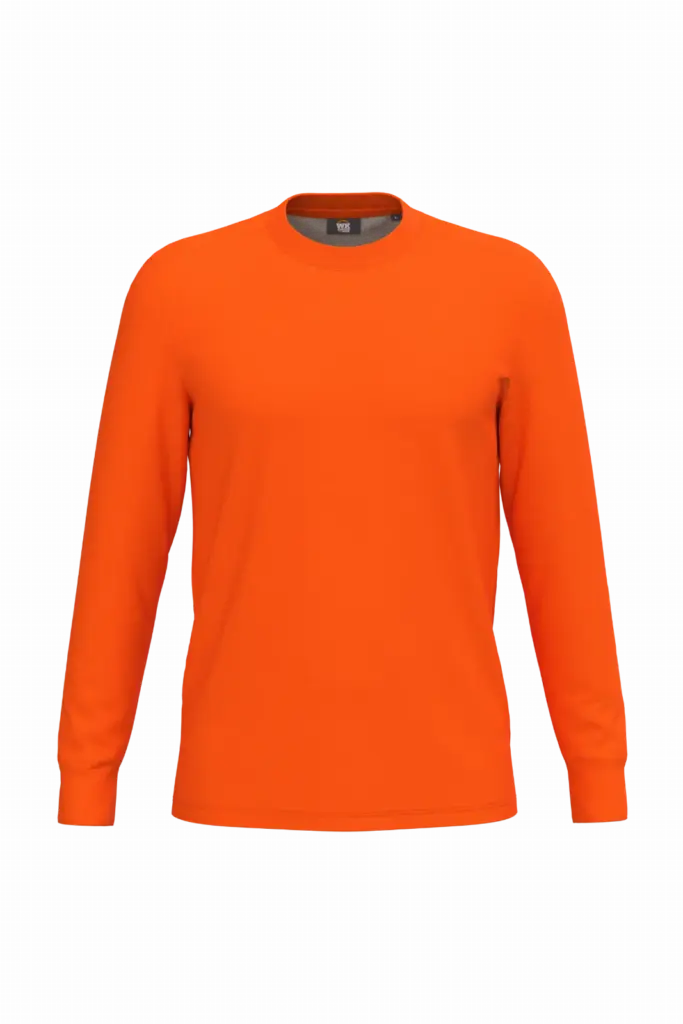 Ecologisch uniseks T-shirt lange mouwen katoen/polyester, fluorescent orange — productfoto 6