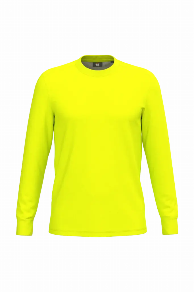 Ecologisch uniseks T-shirt lange mouwen katoen/polyester, fluorescent yellow — productfoto 7