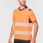 Gerecycled veiligheids-T-shirt ronde hals korte mouwen unisex — productfoto 2