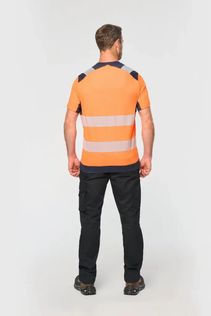 Gerecycled veiligheids-T-shirt ronde hals korte mouwen unisex — productfoto 3