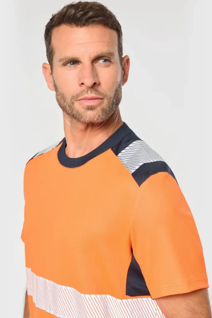 Gerecycled veiligheids-T-shirt ronde hals korte mouwen unisex — productfoto 4