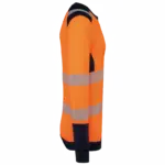 Gerecycled veiligheids-T-shirt lange mouwen, hi viz orange / navy — productfoto 5