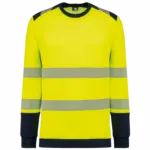 Gerecycled veiligheids-T-shirt lange mouwen, hi viz yellow / navy — productfoto 7