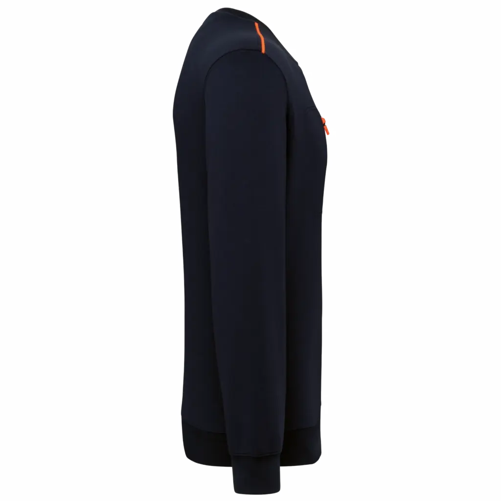 Day To Day sweater zakje met contrasterende rits, navy / fluorescent orange — productfoto 11