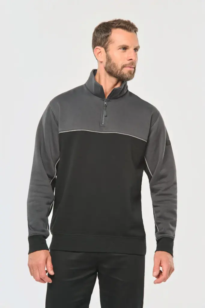 Ecologische uniseks sweater met ritskraag — productfoto 2