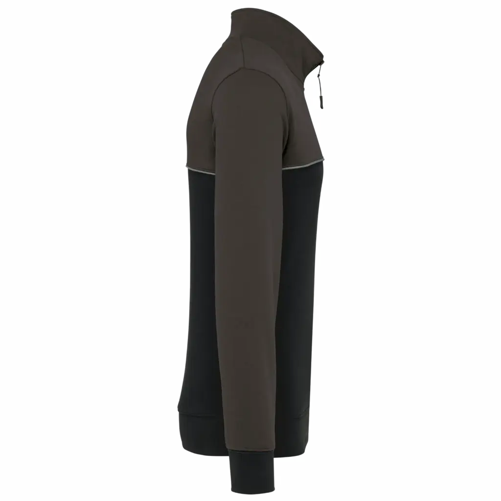 Ecologische uniseks sweater met ritskraag, black / dark grey — productfoto 5