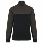 Ecologische uniseks sweater met ritskraag, black / dark grey — productfoto 6