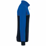 Ecologische uniseks sweater met ritskraag, navy / royal blue — productfoto 11