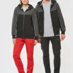Tweekleurig ecologisch fleecevest met capuchon