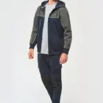 Tweekleurig ecologisch fleecevest met capuchon — productfoto 2