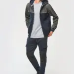 Tweekleurig ecologisch fleecevest met capuchon — productfoto 3