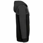 Tweekleurig ecologisch fleecevest met capuchon, black / dark grey — productfoto 5