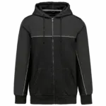 Tweekleurig ecologisch fleecevest met capuchon, black / dark grey — productfoto 6
