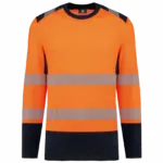 Gerecyclede veiligheidssweater ronde hals, hi viz orange / navy — productfoto 6