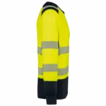 Gerecyclede veiligheidssweater ronde hals, hi viz yellow / navy — productfoto 6