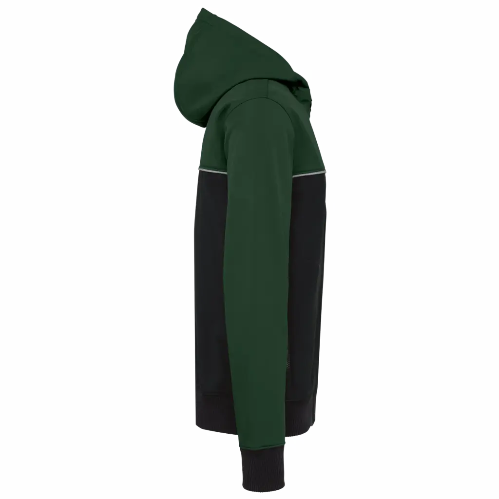 3-laags unisex softshelljas, black / forest green — productfoto 7
