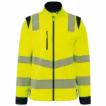 Gerecycled softshelljack met afneembare mouwen, hi viz yellow / navy — productfoto 7
