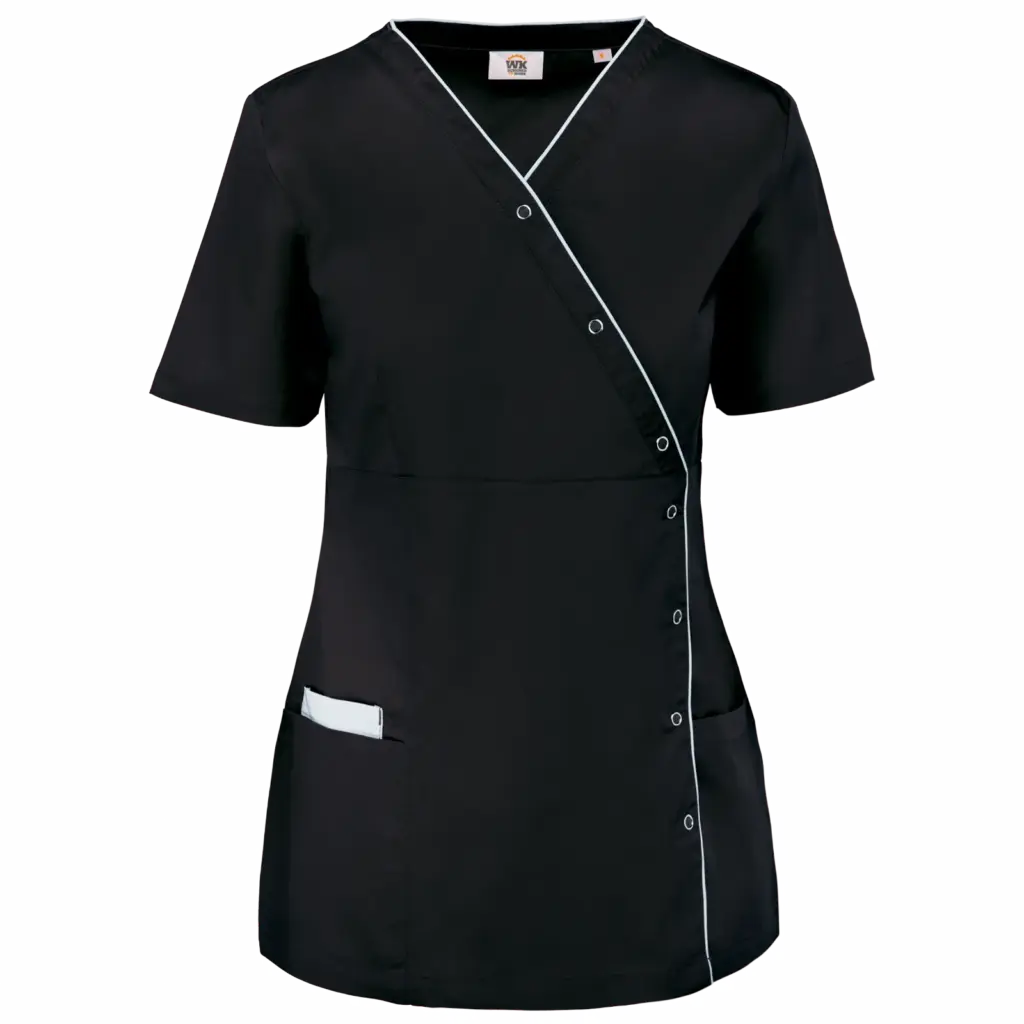 Damesblouse van polykatoen met drukknopen, black — productfoto 5