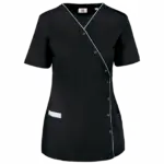 Damesblouse van polykatoen met drukknopen, black — productfoto 5
