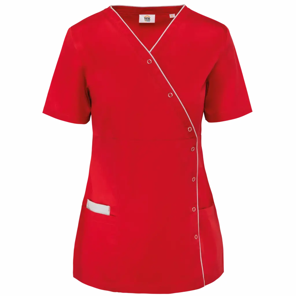 Damesblouse van polykatoen met drukknopen, deep red — productfoto 7