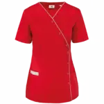 Damesblouse van polykatoen met drukknopen, deep red — productfoto 7