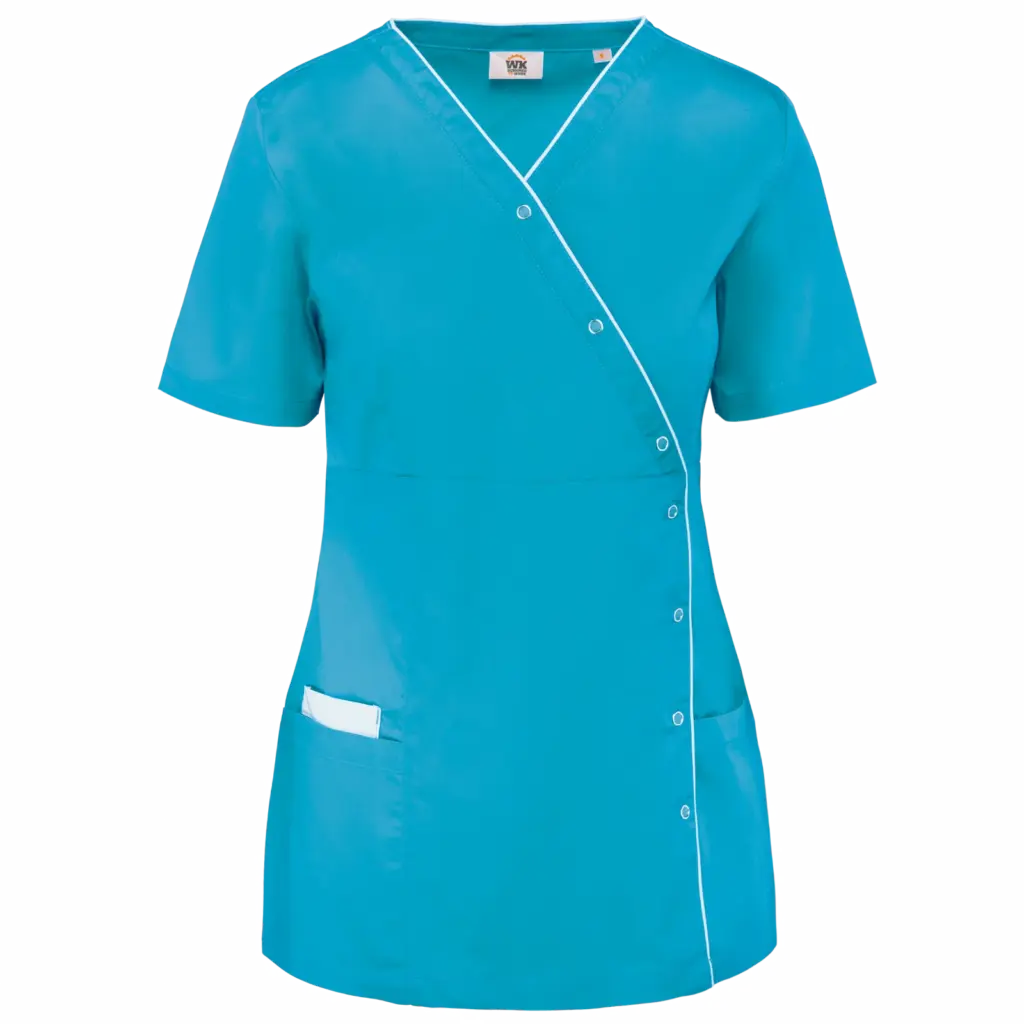Damesblouse van polykatoen met drukknopen, light turquoise — productfoto 8