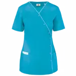Damesblouse van polykatoen met drukknopen, light turquoise — productfoto 8