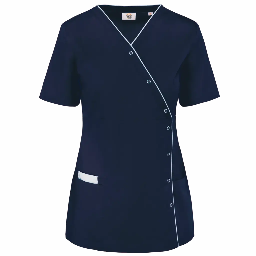 Damesblouse van polykatoen met drukknopen, navy — productfoto 9