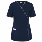 Damesblouse van polykatoen met drukknopen, navy — productfoto 9