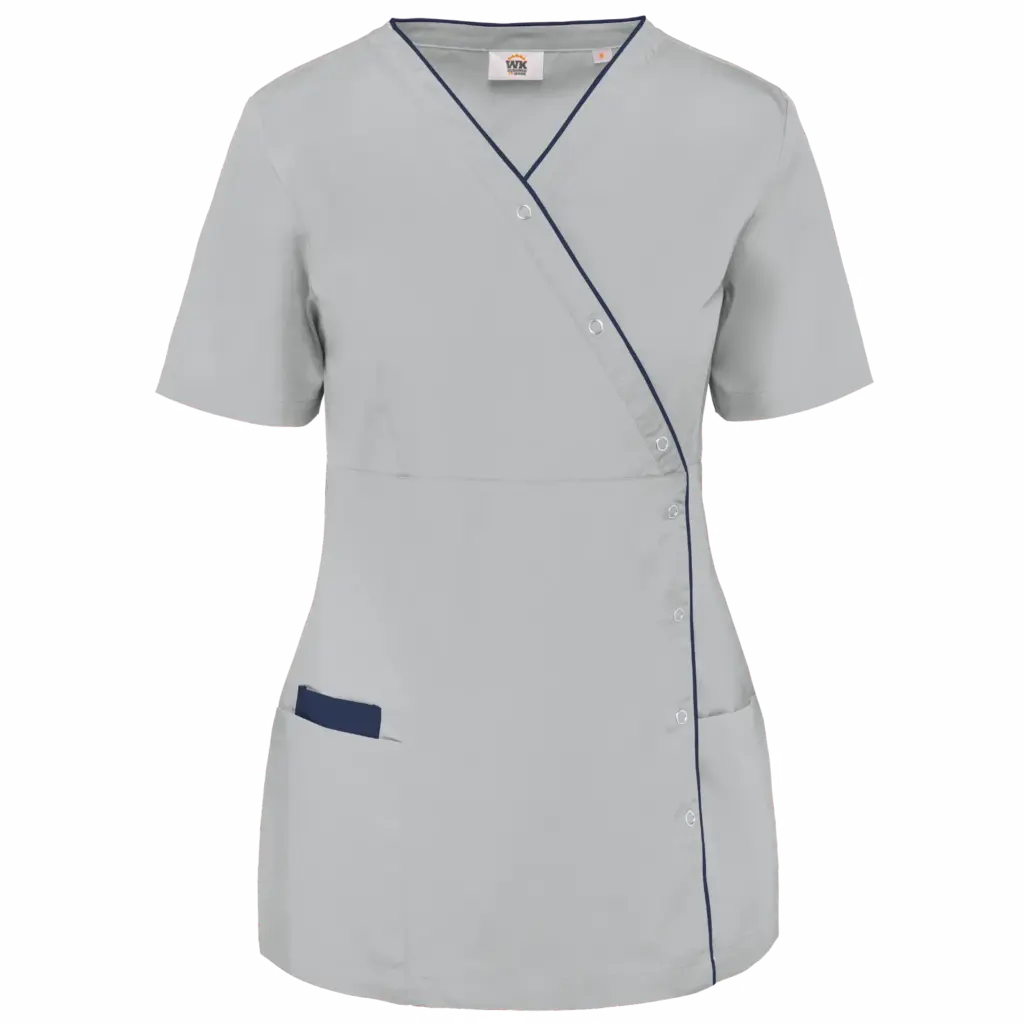 Damesblouse van polykatoen met drukknopen, snow grey — productfoto 10