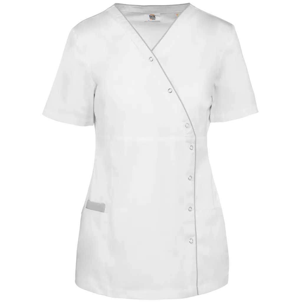 Damesblouse van polykatoen met drukknopen, white — productfoto 11