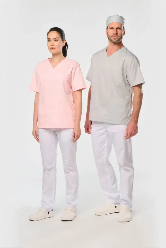 Unisex tuniek met korte mouwen van polykatoen