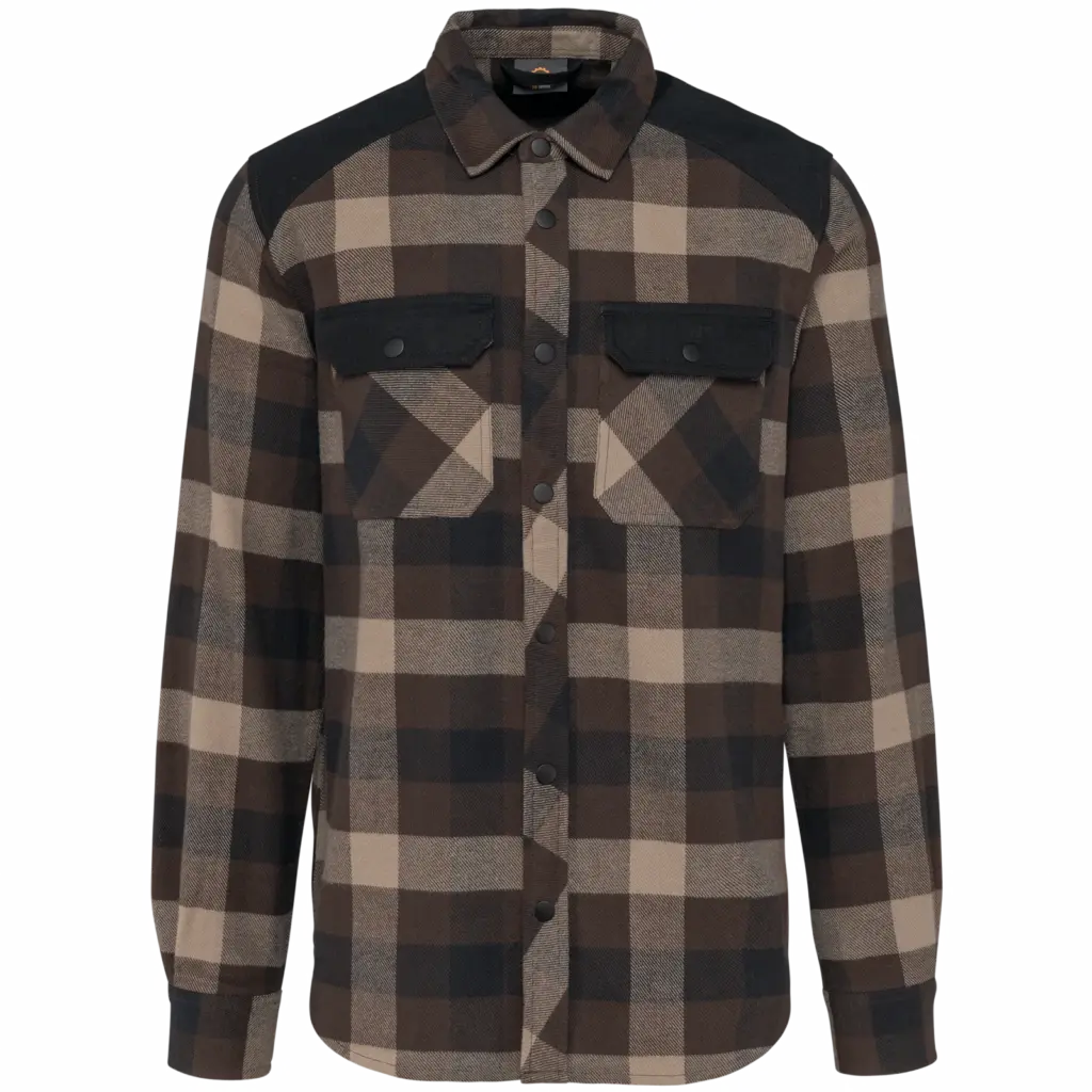 PS_WK520_CHOCOLATE-DARKBEIGECHECKED-BLACK - Hidalgo Kariertes Overshirt bedrucken WK520 Baumwolle Workwear S-5XL — Produktfoto 6