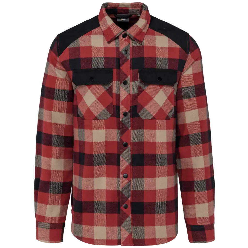 PS_WK520_RED-DARKBEIGECHECKED-BLACK - Hidalgo Kariertes Overshirt bedrucken WK520 Baumwolle Workwear S-5XL — Produktfoto 8