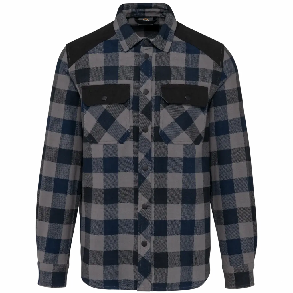 PS_WK520_STORMGREY-NAVYCHECKED-BLACK - Hidalgo Kariertes Overshirt bedrucken WK520 Baumwolle Workwear S-5XL — Produktfoto 9