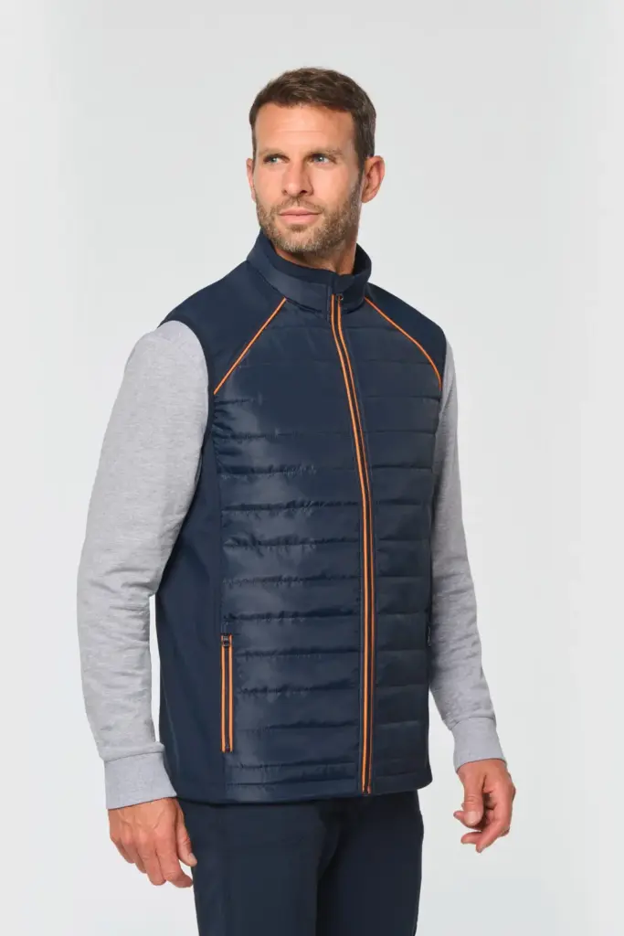 WK606-2_2025 - Hidalgo-werbeartikel Bodywarmer Day To Day in twee stoffen — productfoto 2