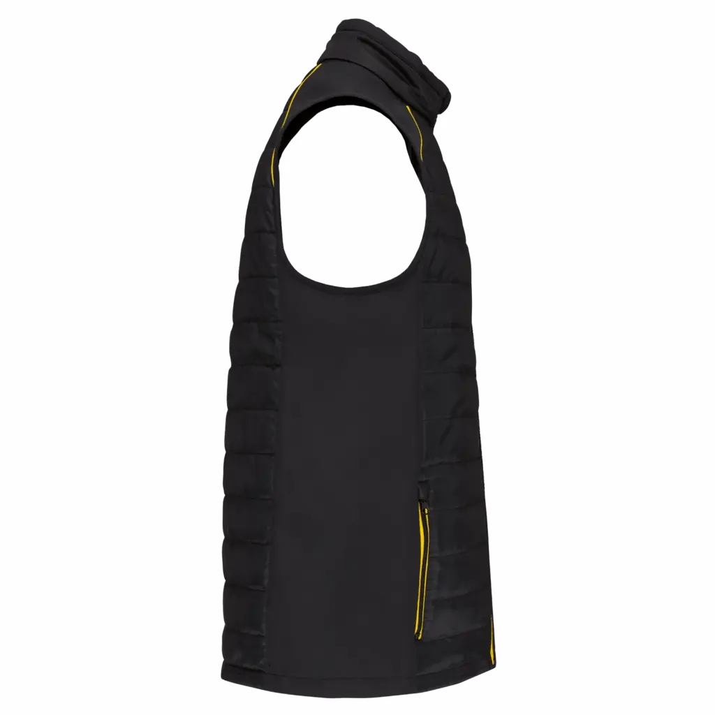 PS_WK606-S_BLACK-YELLOW - Hidalgo-werbeartikel Bodywarmer Day To Day in twee stoffen, black / yellow — productfoto 9