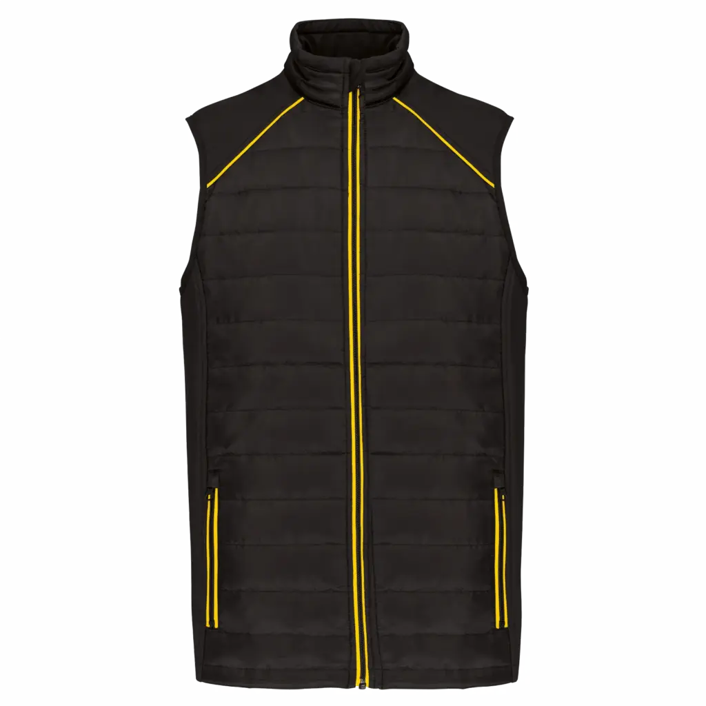 PS_WK606_BLACK-YELLOW - Hidalgo Printed Bodywarmer WK606 Water-repellent Stretch XS-5XL — product photo 10