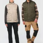 Gewatteerde uniseks bodywarmer van polykatoen multizakken