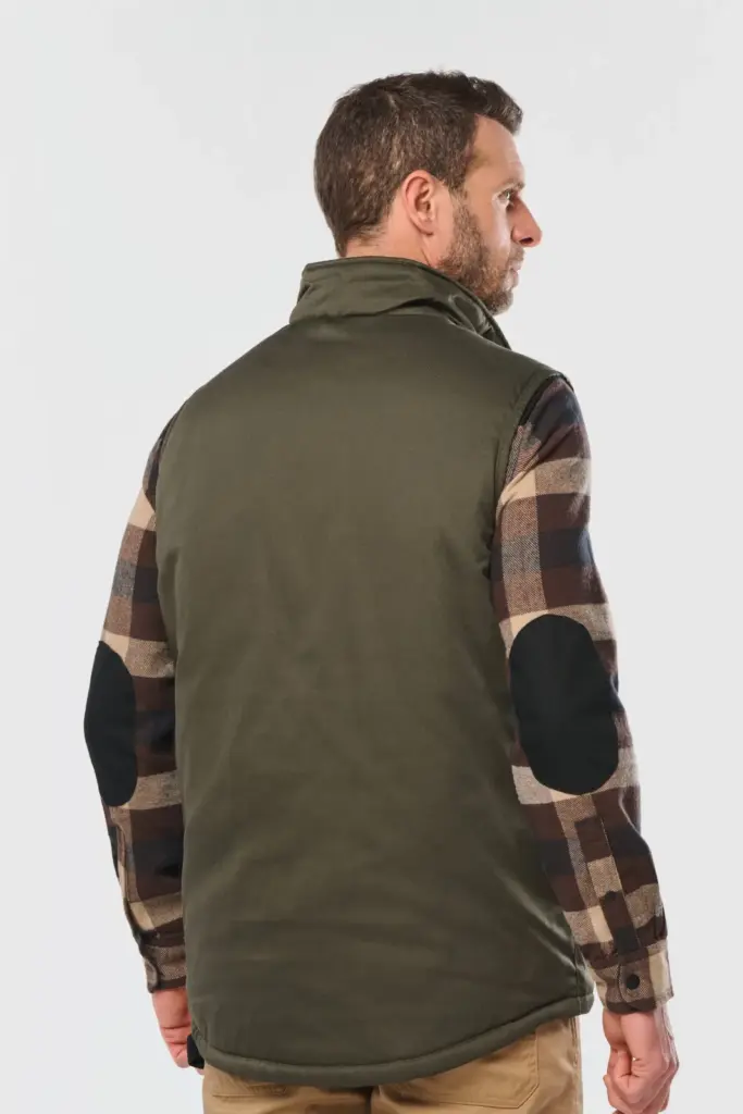 Gewatteerde uniseks bodywarmer van polykatoen multizakken — productfoto 3