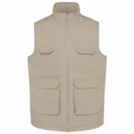 Gewatteerde uniseks bodywarmer van polykatoen multizakken, beige — productfoto 6