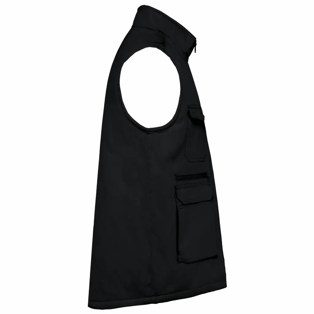 Gewatteerde uniseks bodywarmer van polykatoen multizakken, black — productfoto 6