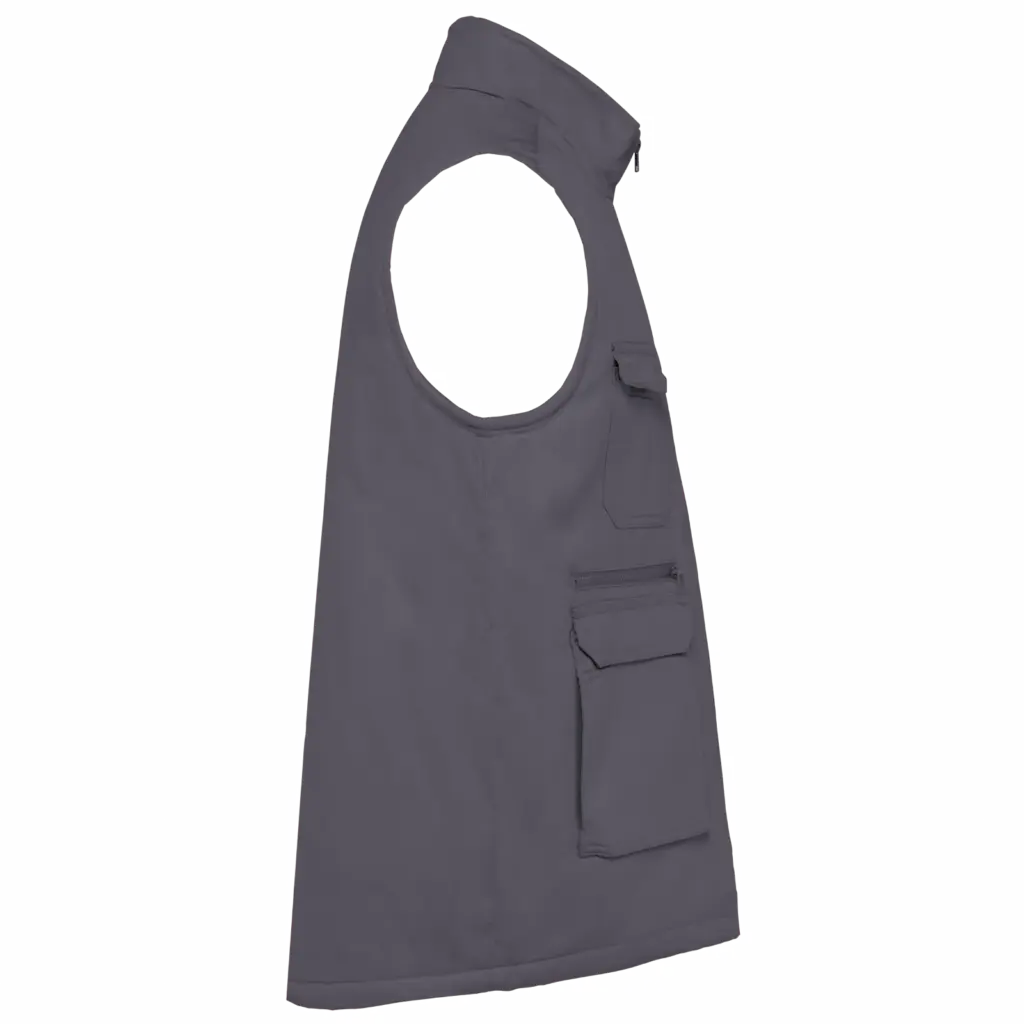 Gewatteerde uniseks bodywarmer van polykatoen multizakken, convoy grey — productfoto 7
