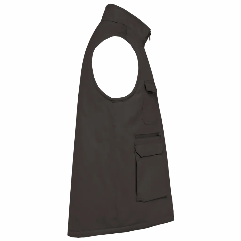 Gewatteerde uniseks bodywarmer van polykatoen multizakken, dark grey — productfoto 8