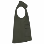 Gewatteerde uniseks bodywarmer van polykatoen multizakken, dark khaki — productfoto 9