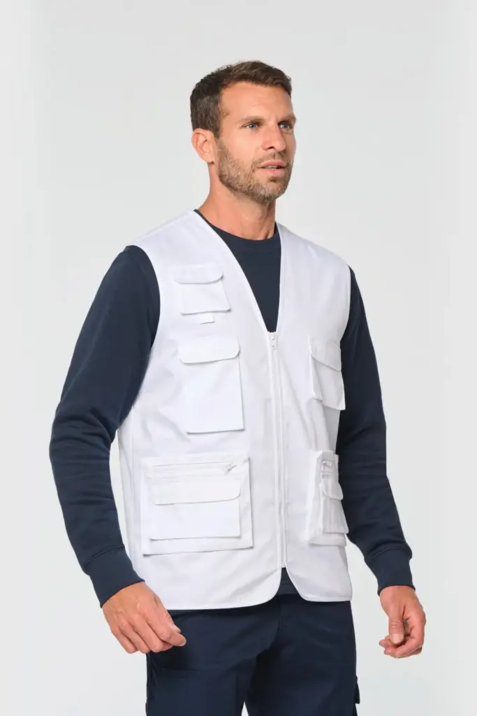 Gevoerde uniseks gilet van polykatoen multizakken — productfoto 2