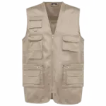 Gevoerde uniseks gilet van polykatoen multizakken, beige — productfoto 6