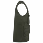 Gevoerde uniseks gilet van polykatoen multizakken, dark khaki — productfoto 8