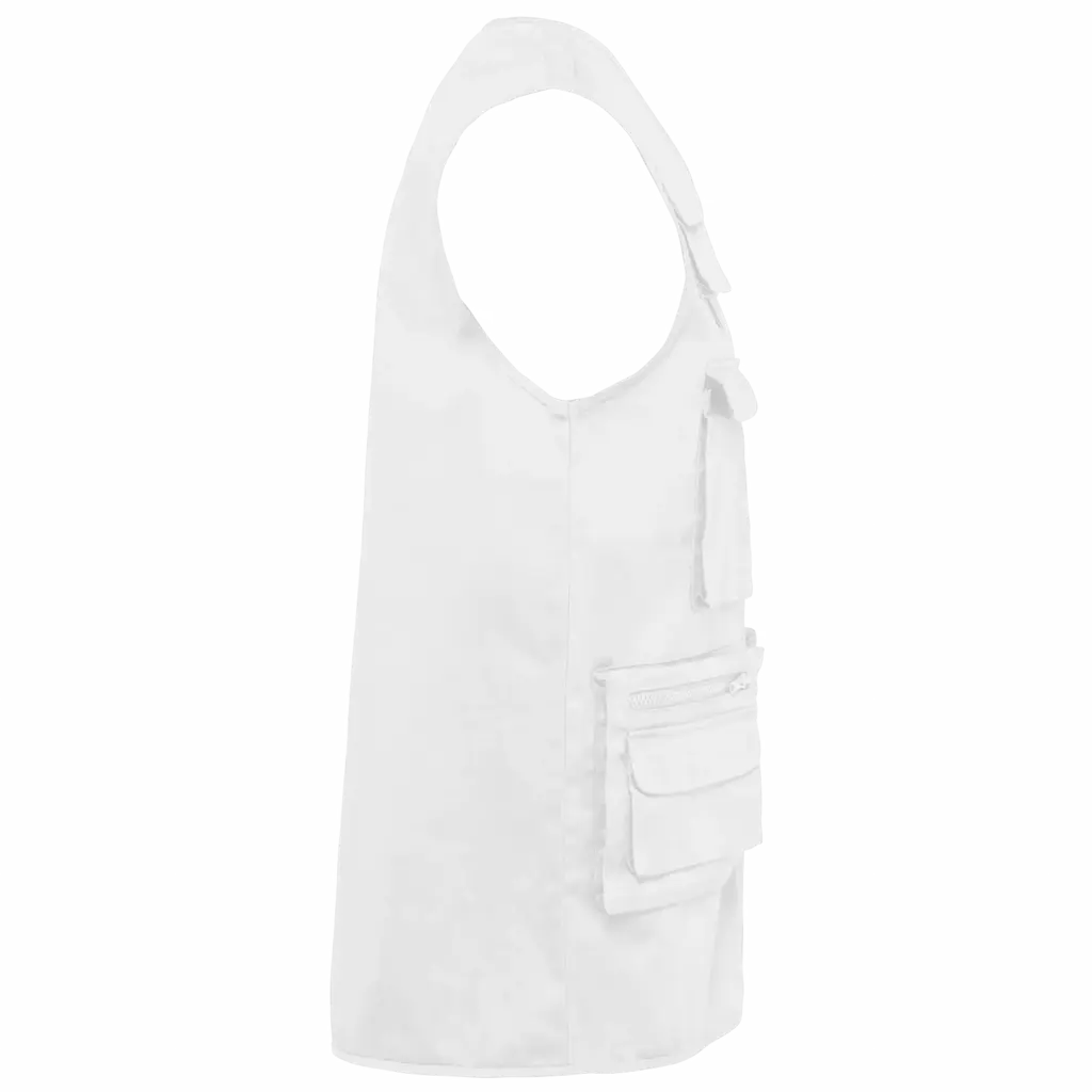 Gevoerde uniseks gilet van polykatoen multizakken, white — productfoto 10